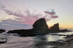 Der Magnific Rock in Popoyo bei Sonnenuntergang. Südliche Pazifikküste Nicaragua 2024